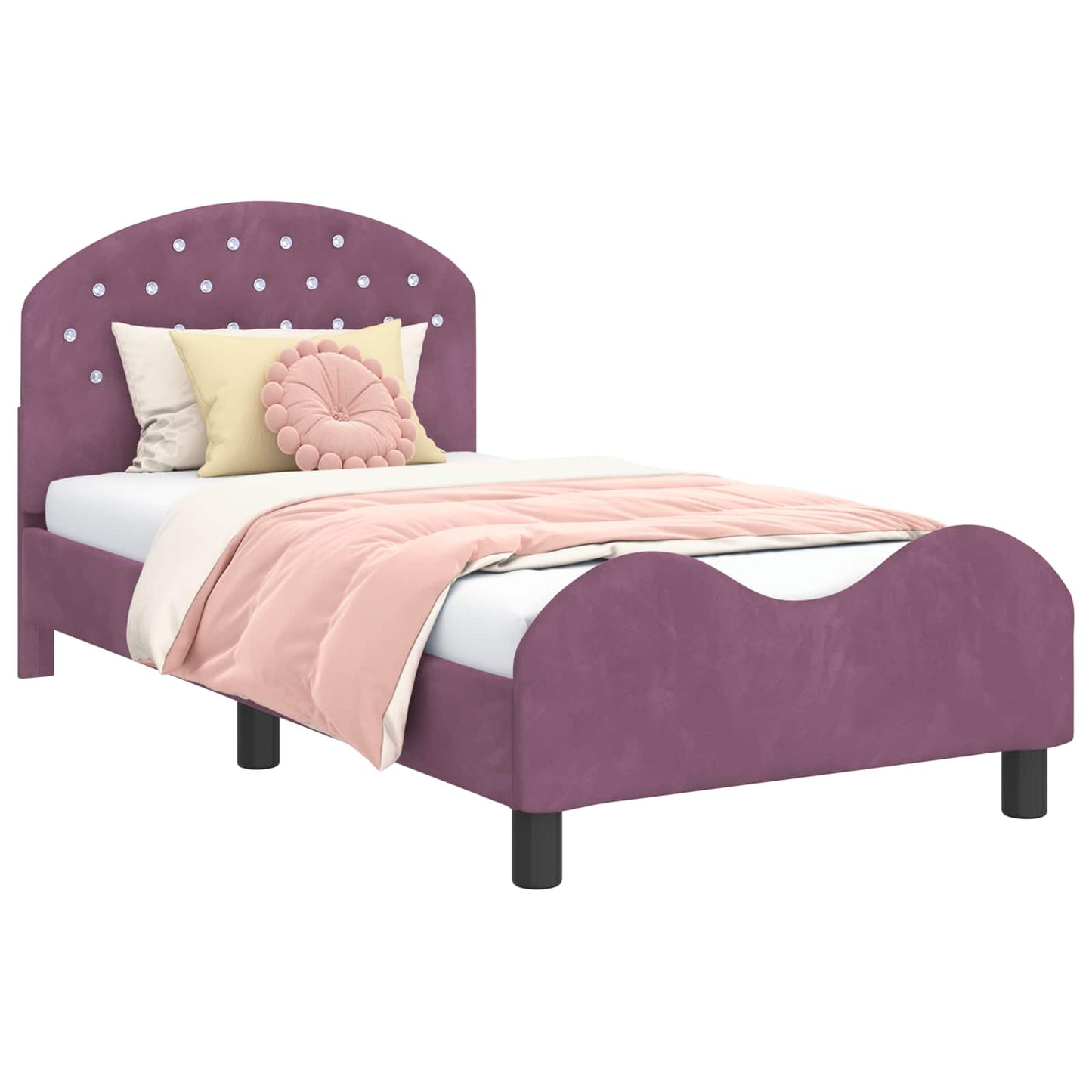 Struttura letto bambini con testata Viola 80 x 160 cm Velluto