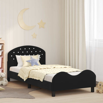 Struttura letto bambini con testata Nero 80 x 200 cm Velluto