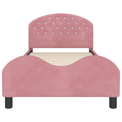 Struttura letto bambini con testata Rosa 80 x 200 cm Velluto