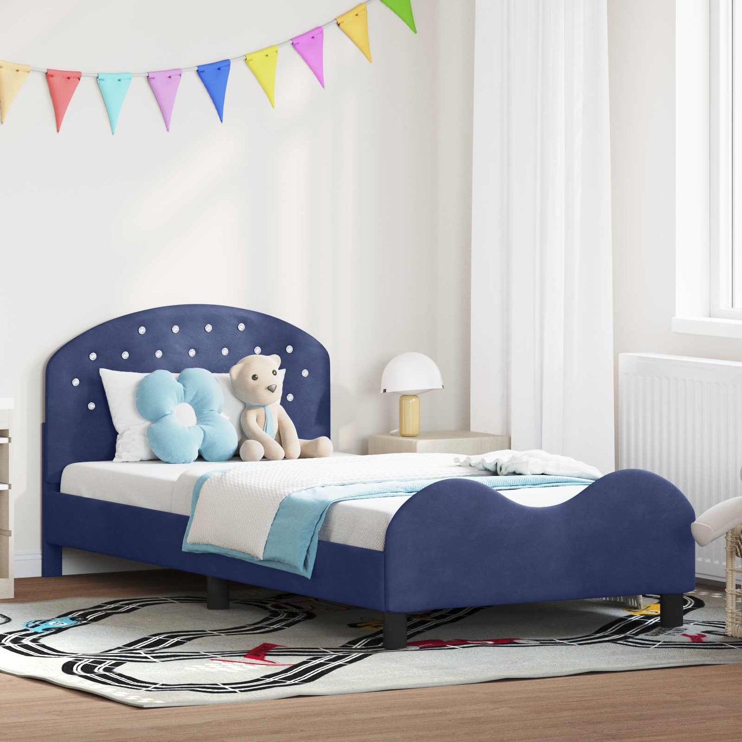 Struttura letto bambini con testata Blu Polizia 80 x 200 cm