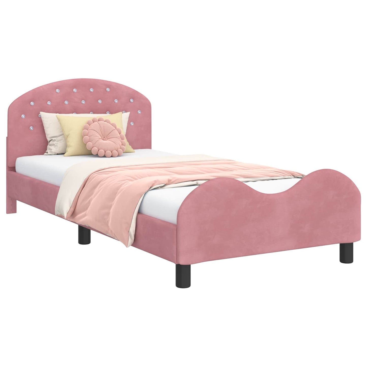 Struttura letto bambini con testata Rosa 90 x 190 cm Velluto