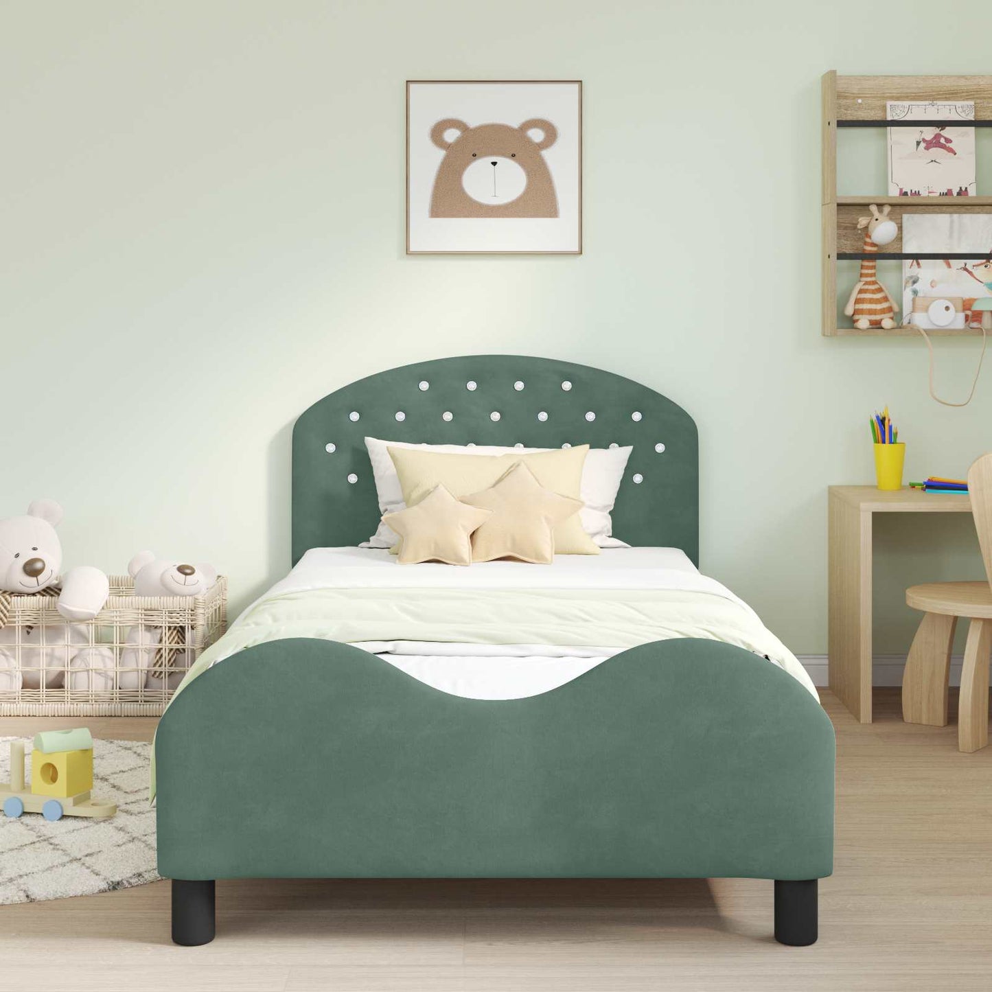 Struttura letto bambini con testata Verde Mare 90 x 190 cm