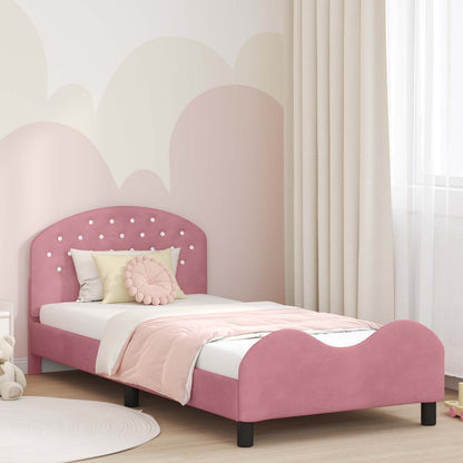 Struttura letto bambini con testata Rosa 90 x 200 cm Velluto