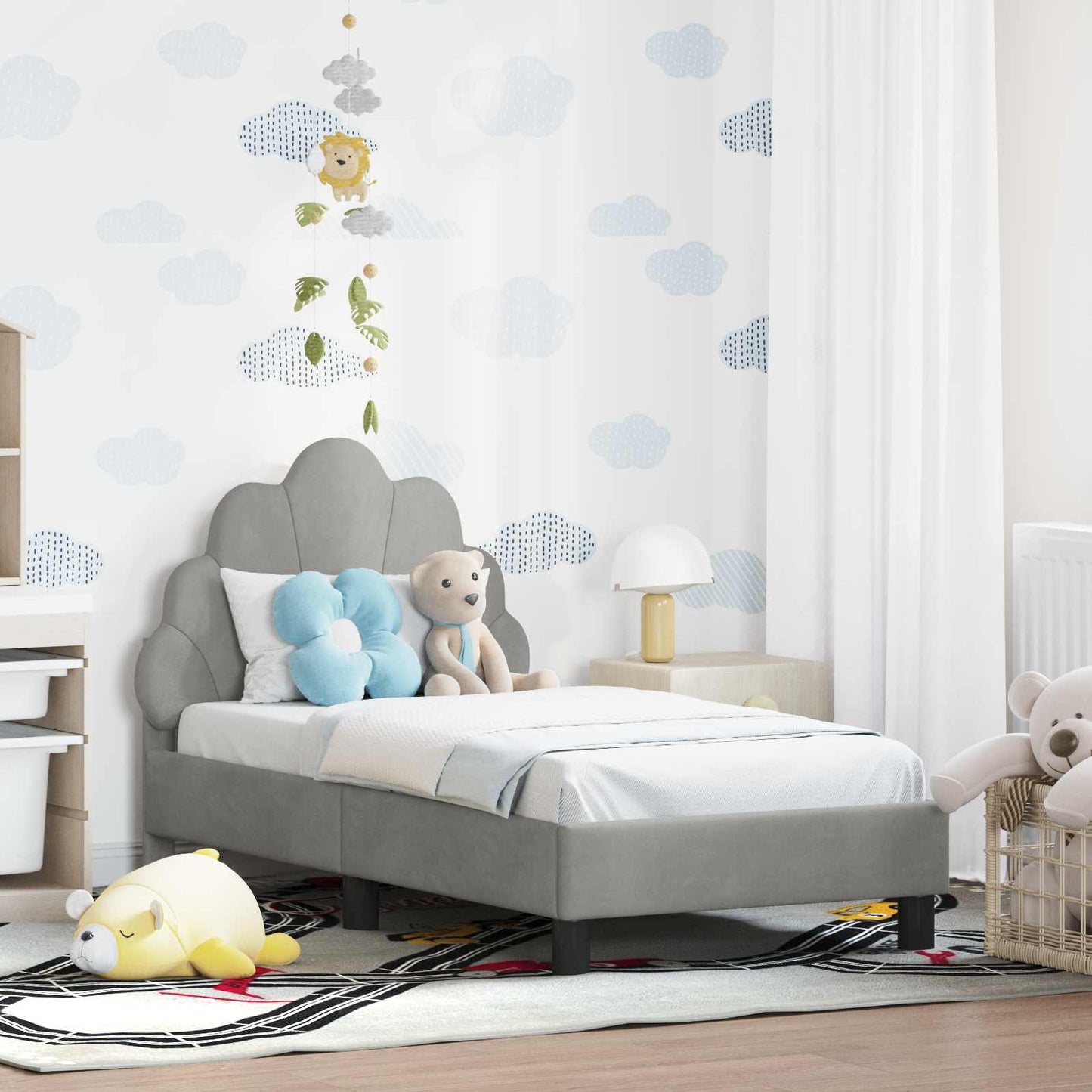 Struttura letto per bambini con testata Grigio chiaro Velluto