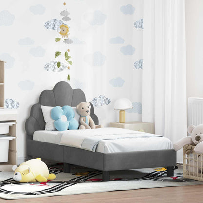 Struttura letto per bambini con testata Grigio scuro Velluto