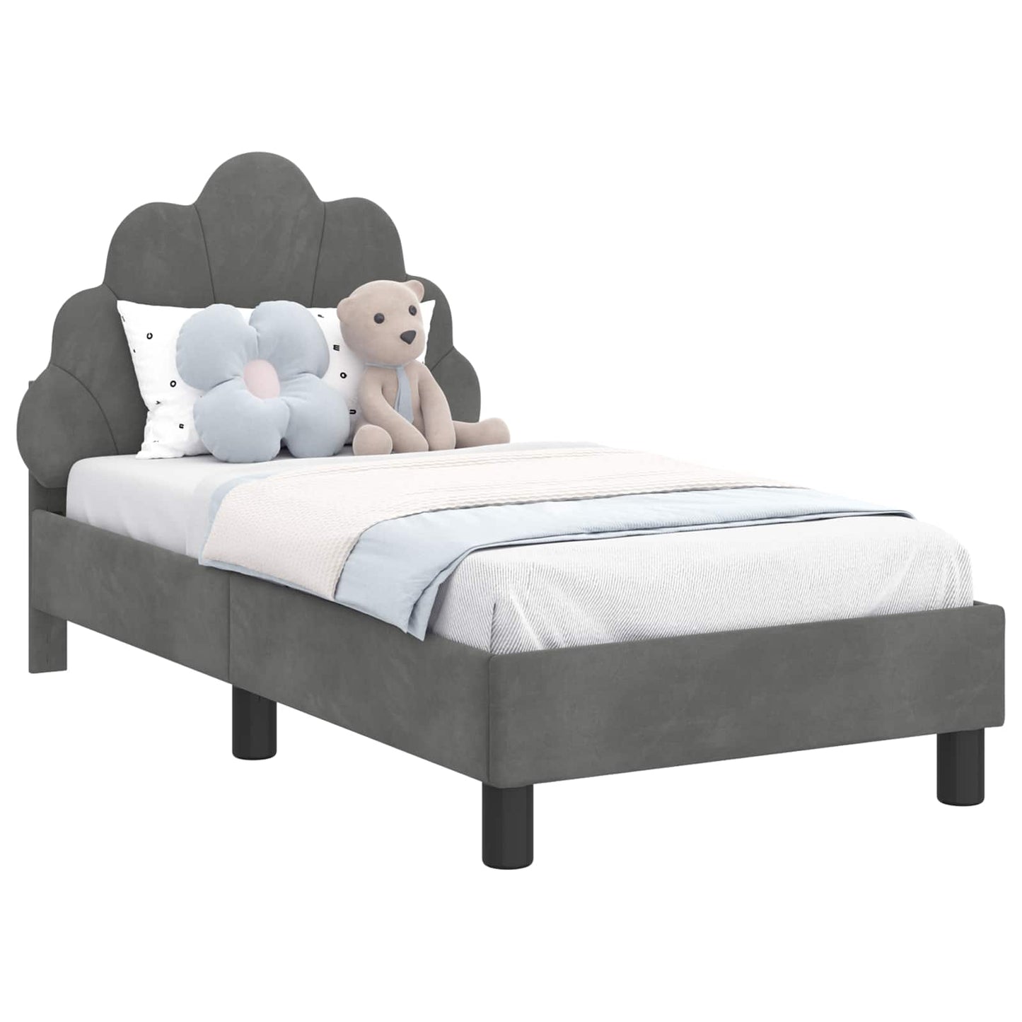 Struttura letto per bambini con testata Grigio scuro Velluto