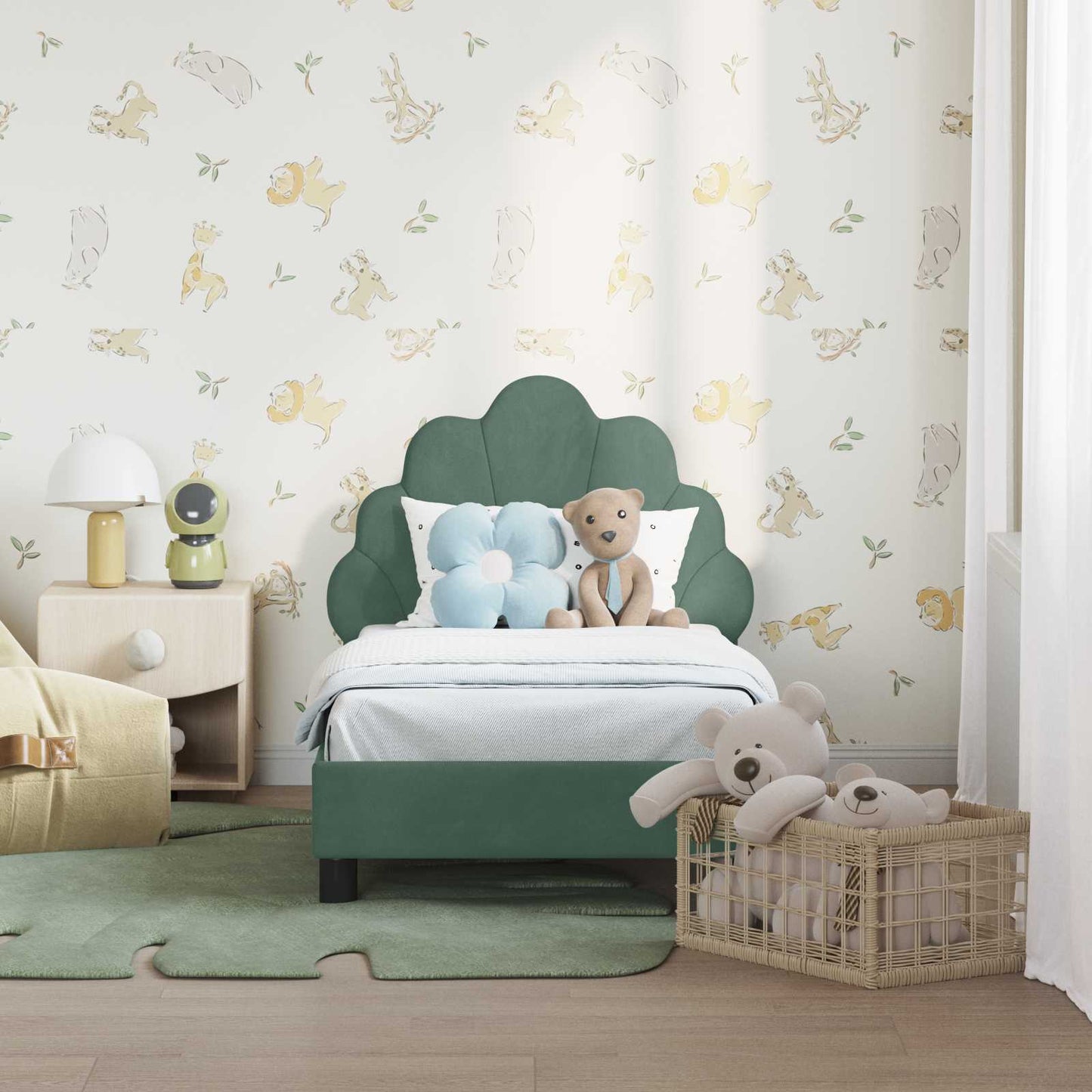 Struttura letto per bambini con testata Verde Mare 70 x 140 cm