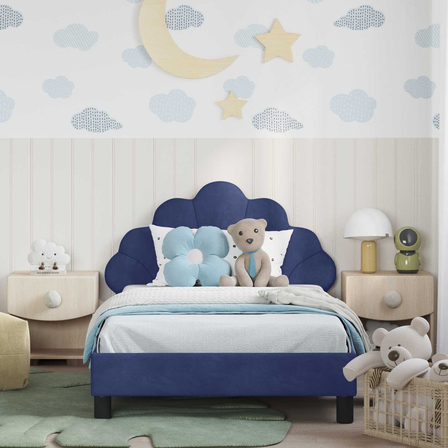 Struttura letto bambini con testata Blu Polizia 80 x 200 cm