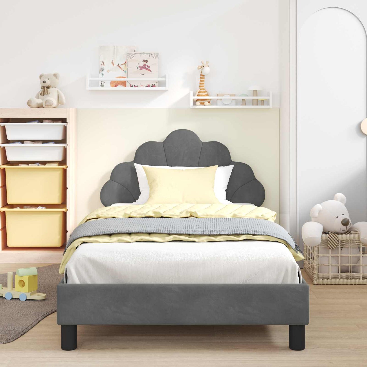 Struttura letto bambini con testata Grigio scuro 90 x 190 cm