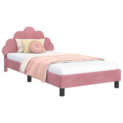 Struttura letto bambini con testata Rosa 90 x 190 cm Velluto