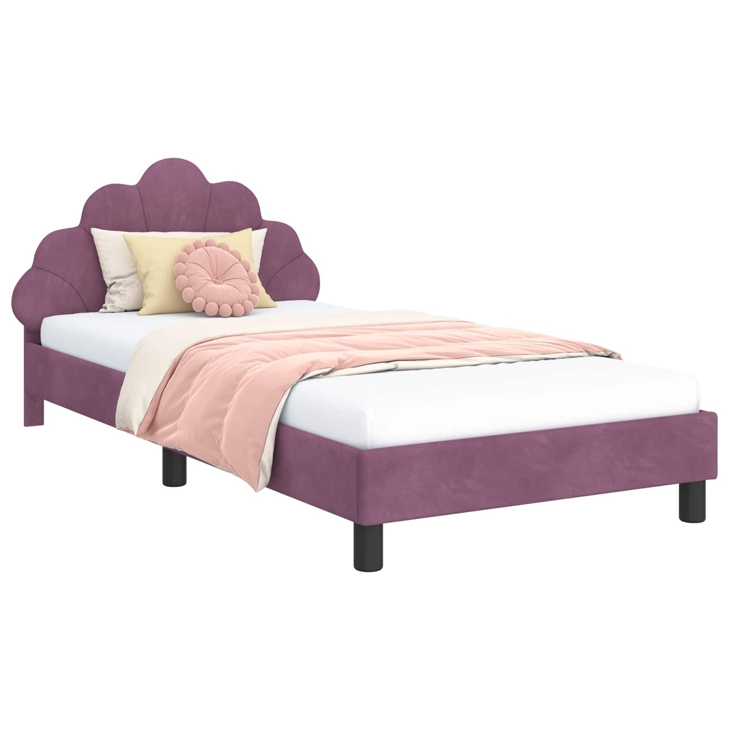 Struttura letto bambini con testata Viola 90 x 190 cm Velluto