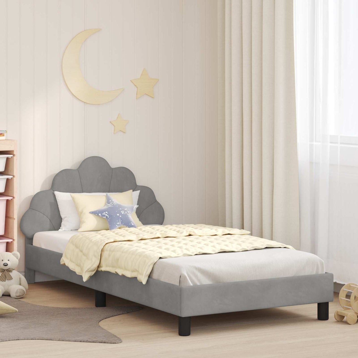 Struttura letto bambini con testata Grigio chiaro 90 x 200 cm
