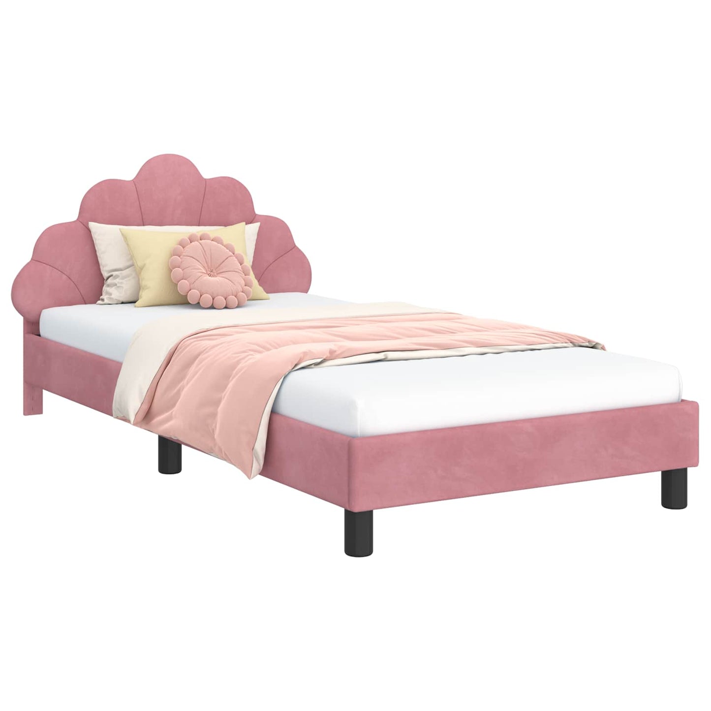 Struttura letto bambini con testata Rosa 90 x 200 cm Velluto