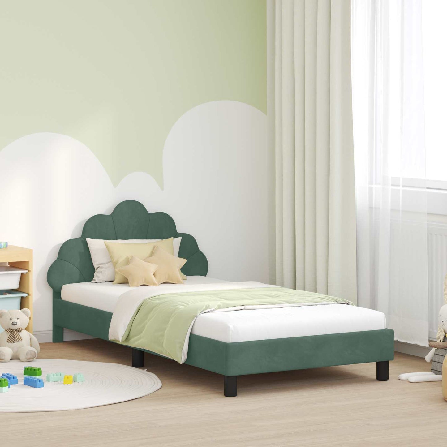 Struttura letto bambini con testata Verde Mare 90 x 200 cm