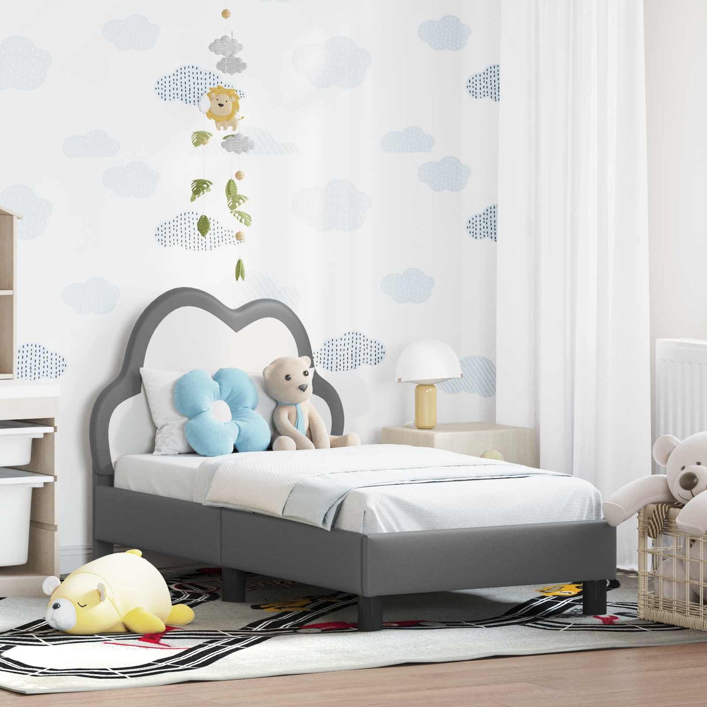 Struttura letto per bambini con testata Grigio chiaro PU