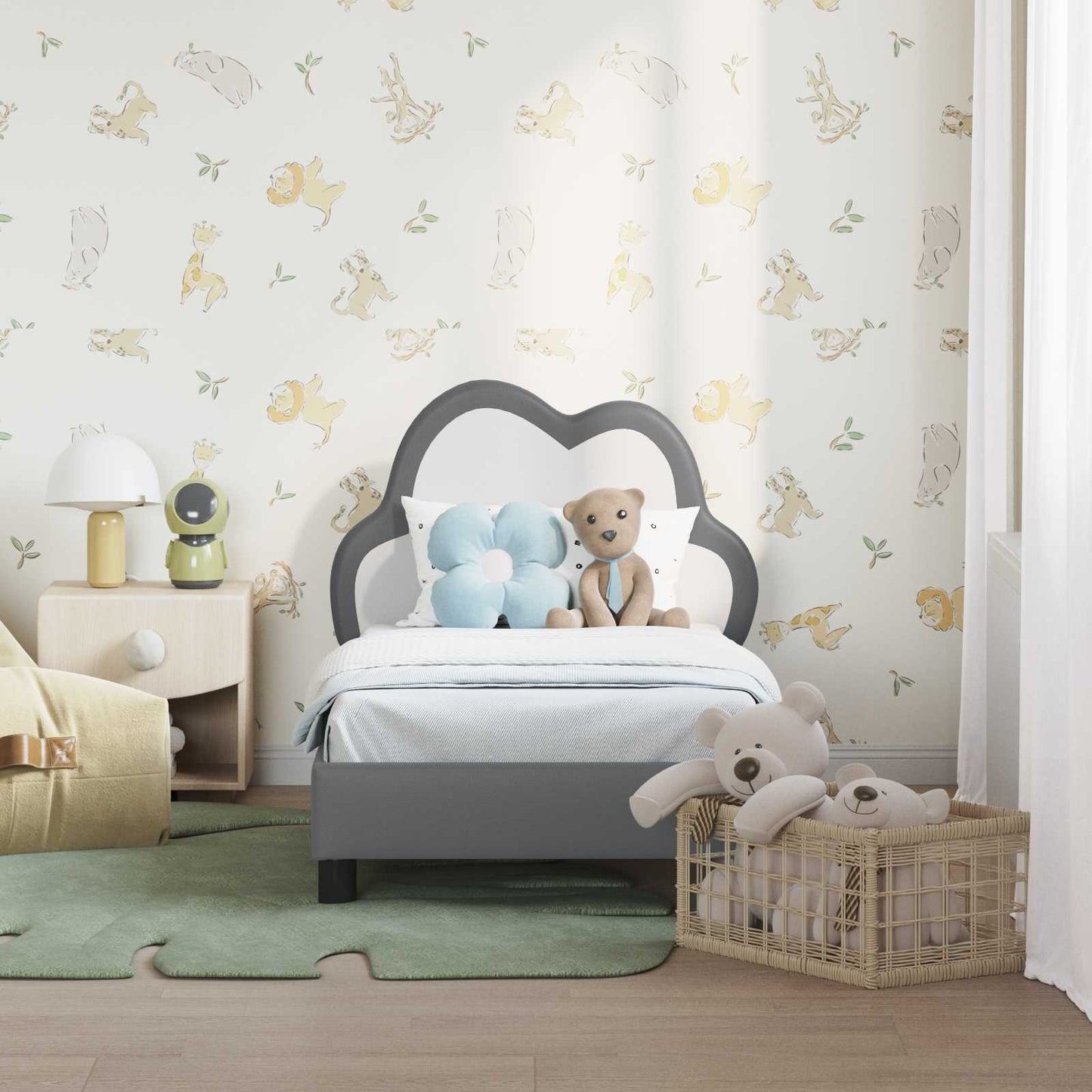 Struttura letto per bambini con testata Grigio chiaro PU