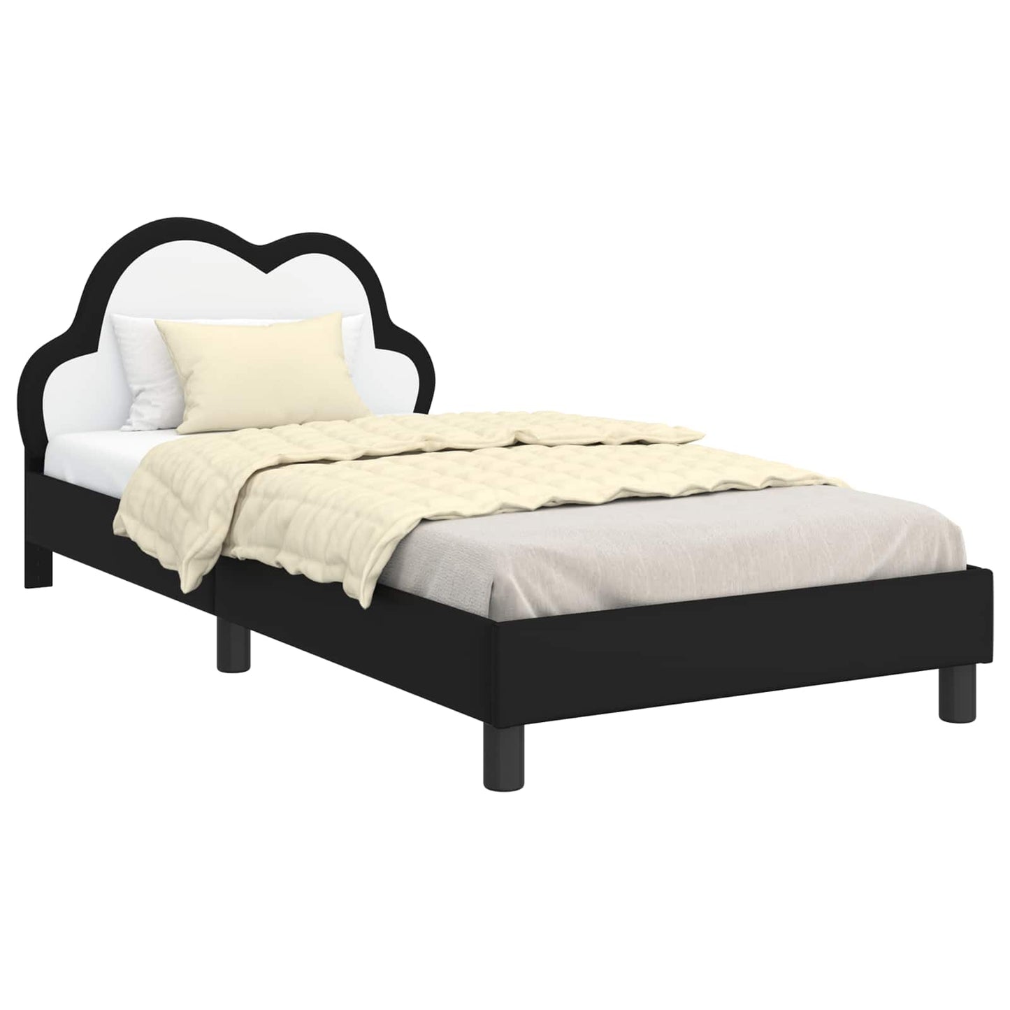 Struttura letto bambini con testata Nero 80 x 200 cm PU