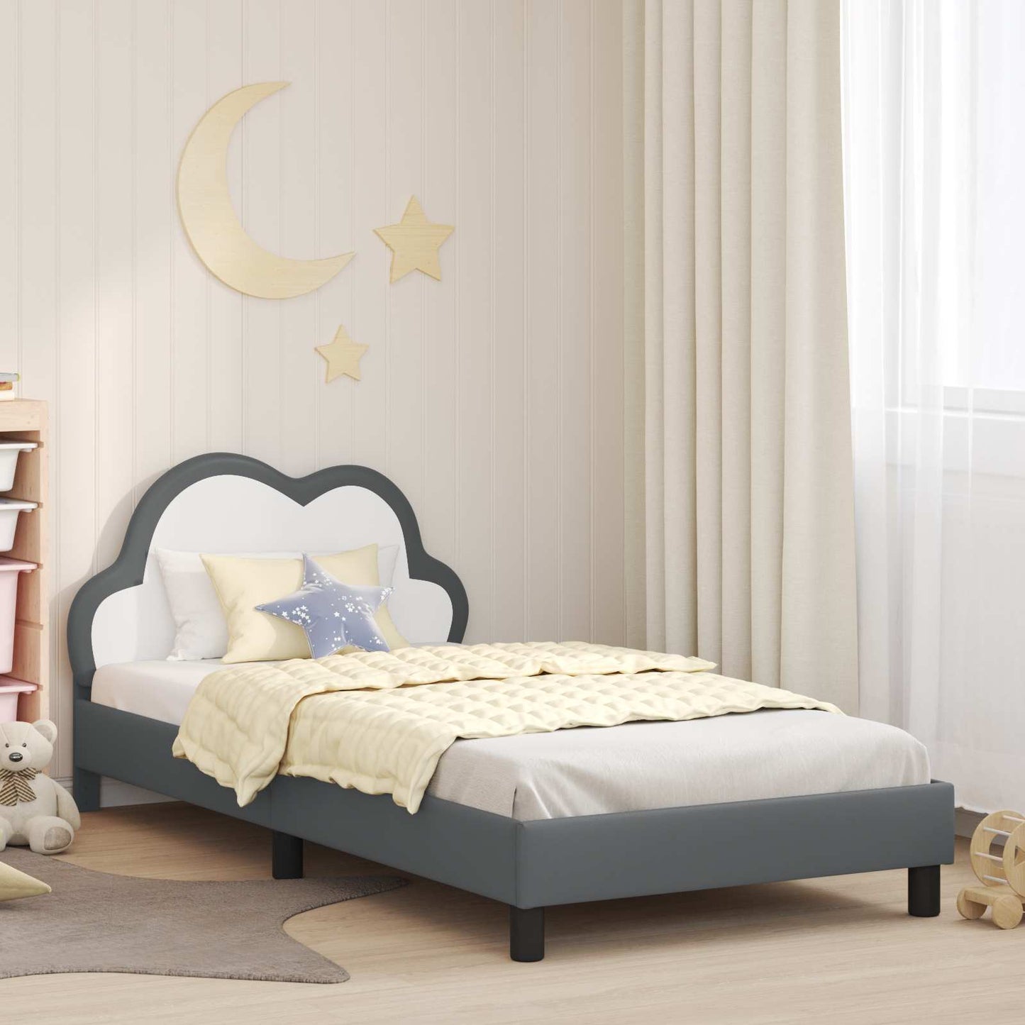 Struttura letto bambini con testata Grigio chiaro 90 x 190 cm