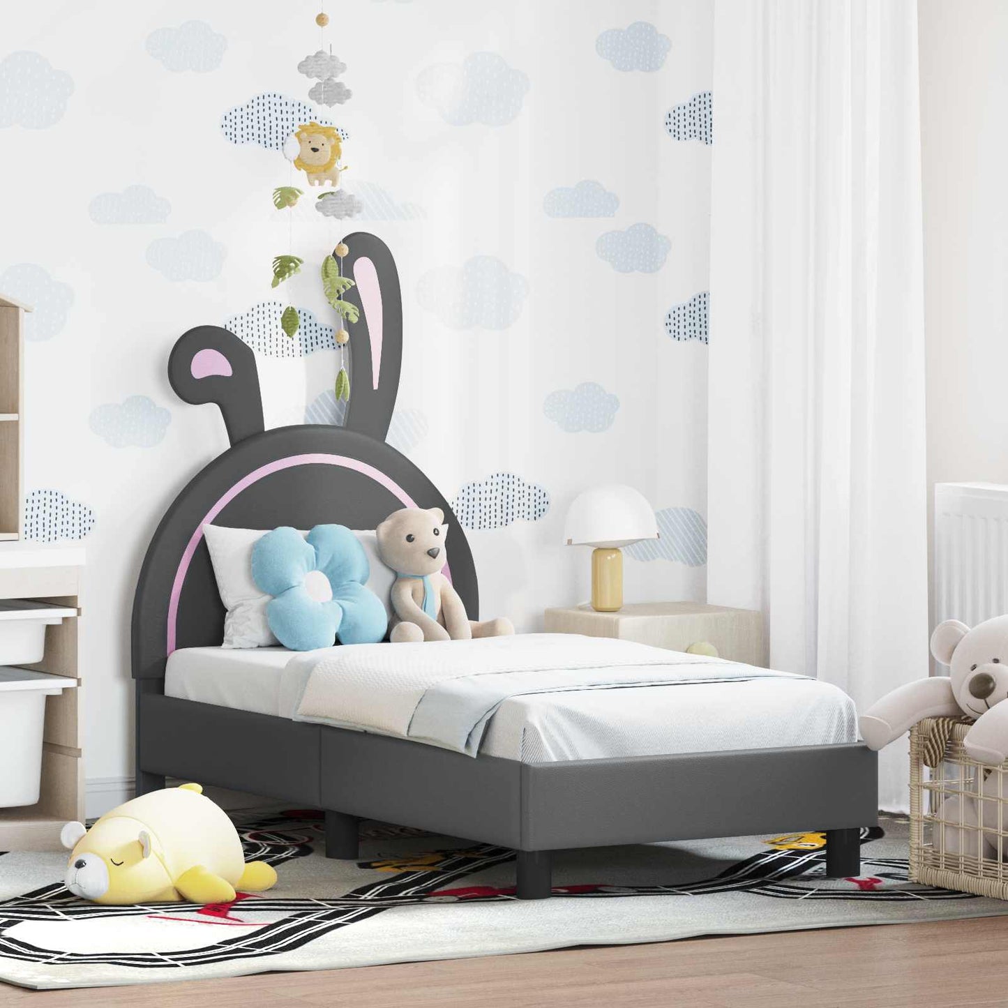 Struttura letto per bambini con testata Grigio chiaro PU