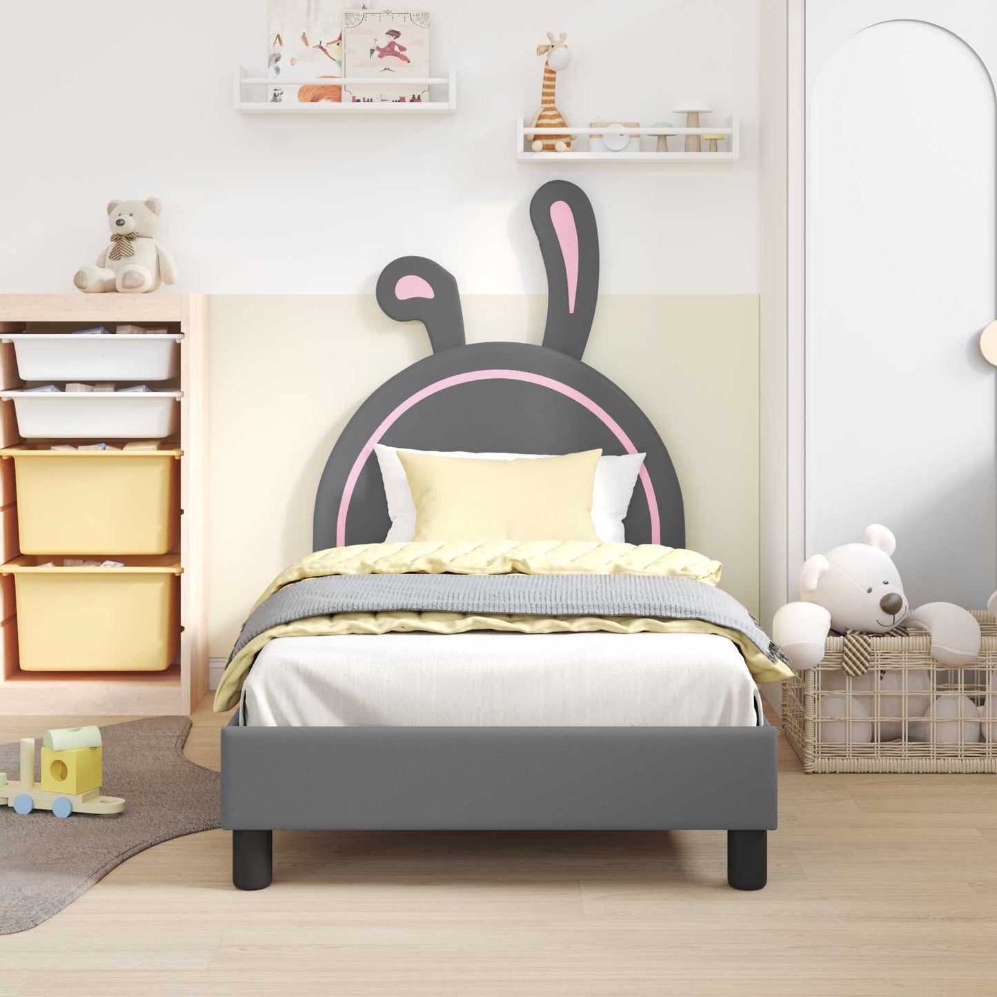 Struttura letto bambini con testata Grigio chiaro 80 x 160 cm