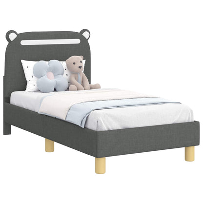 Struttura letto per bambini con testata Grigio scuro Tessuto