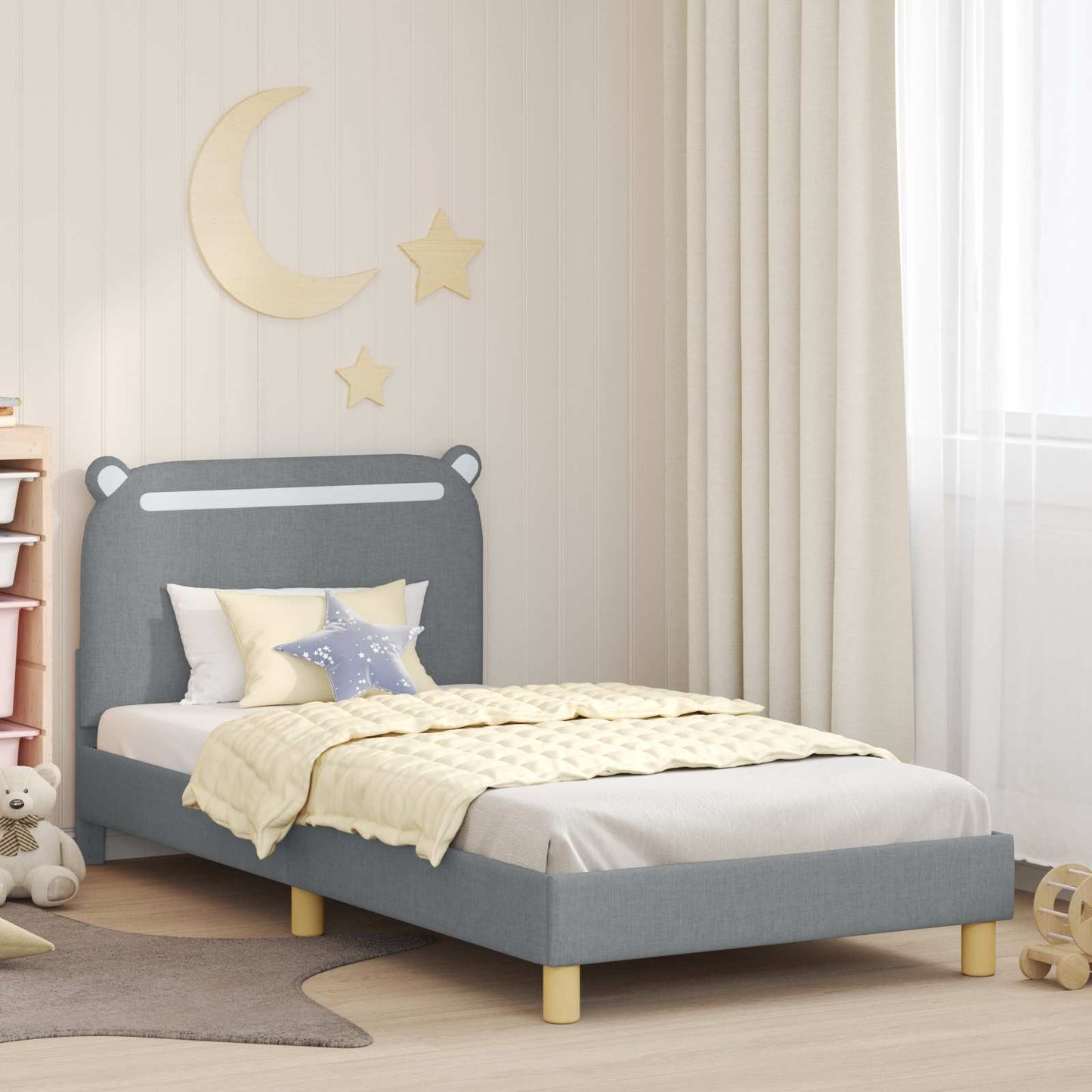 Struttura letto bambini con testata Grigio chiaro 90 x 190 cm
