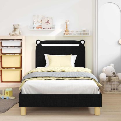 Struttura letto bambini con testata Nero 90 x 190 cm Tessuto