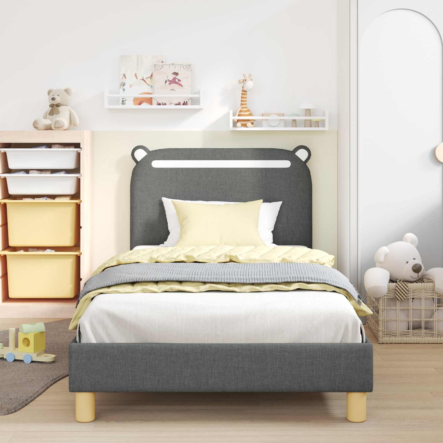 Struttura letto bambini con testata Grigio scuro 90 x 200 cm