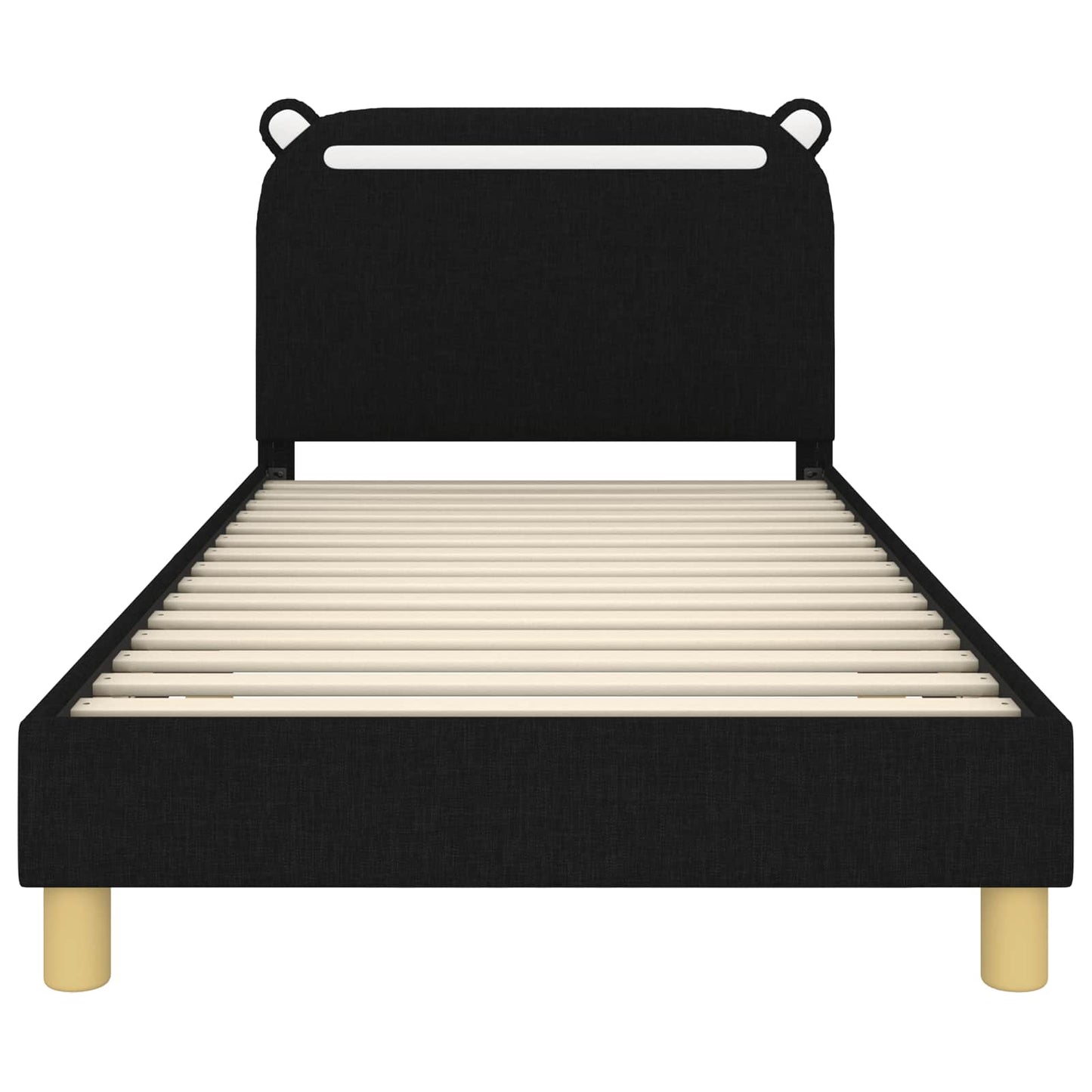 Struttura letto bambini con testata Nero 90 x 200 cm Tessuto