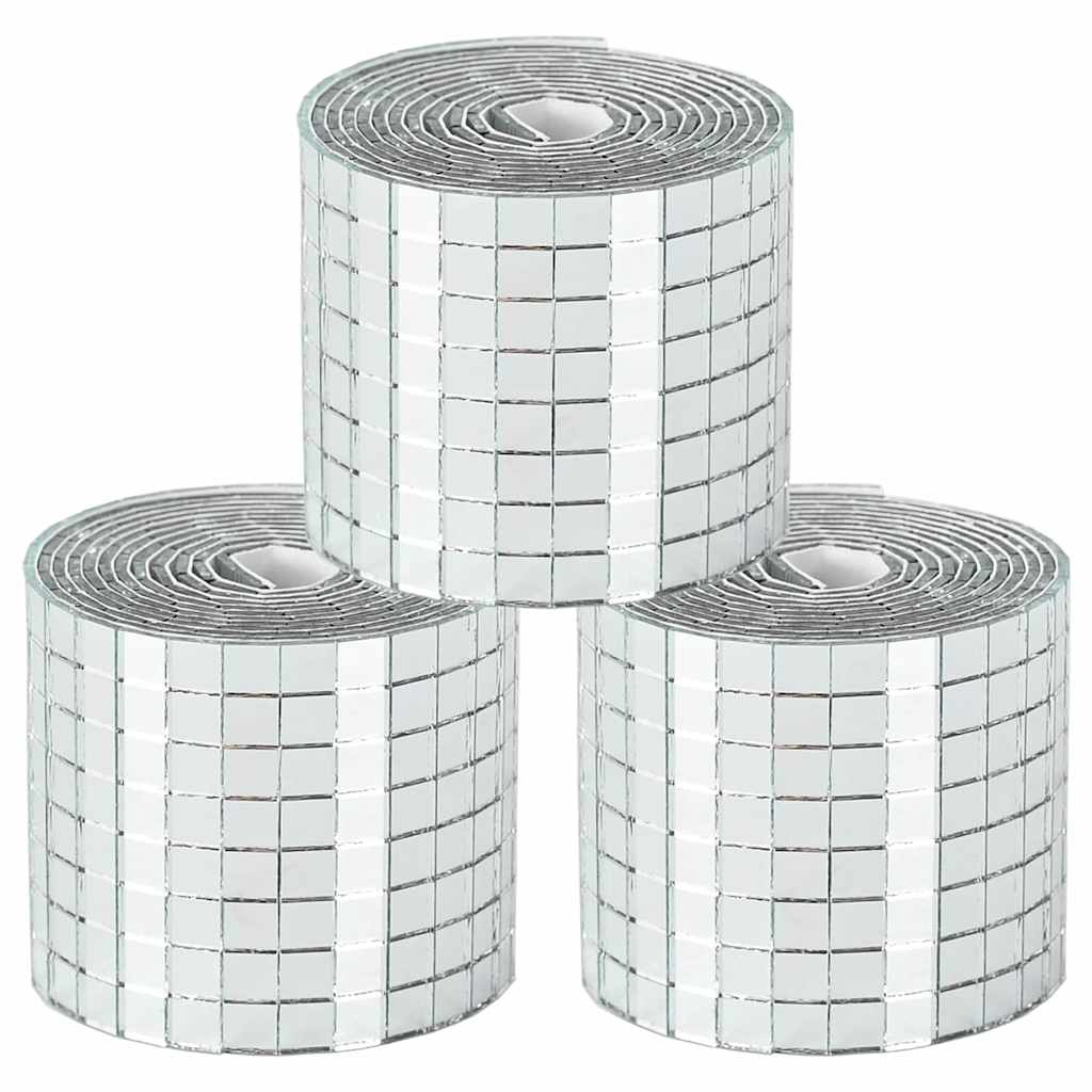 Piastrella a Mosaico con Specchio 3 pcs Argento 100 x 4 cm