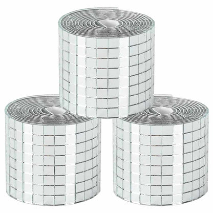 Piastrella a Mosaico con Specchio 3 pcs Argento 100 x 4 cm