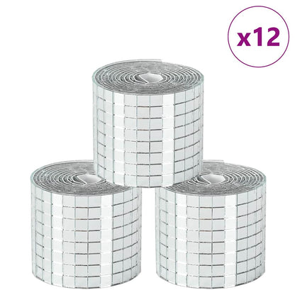 Piastrella a Mosaico con Specchio 12 pcs Argento 100 x 4 cm