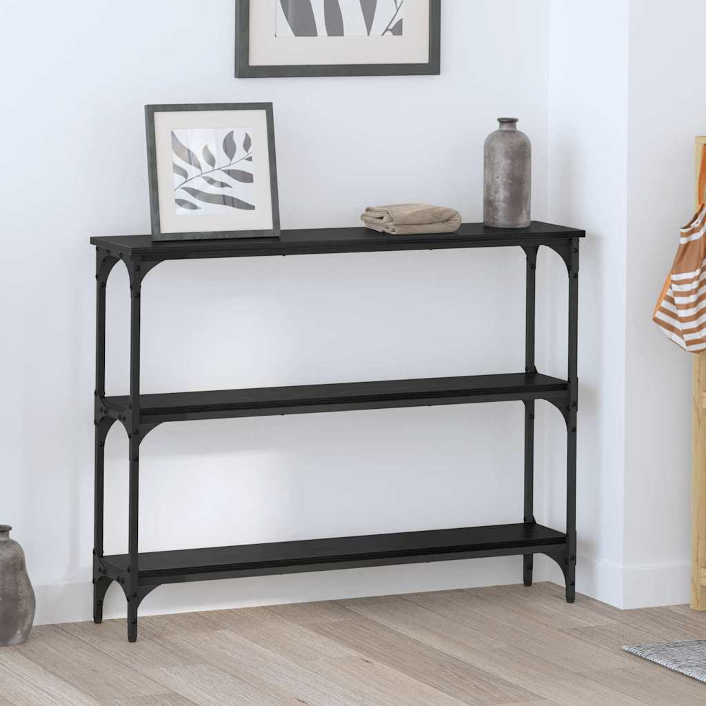 Tavolo consolle con lo scaffale Rovere Nero 100 x 22,5 x 75 cm