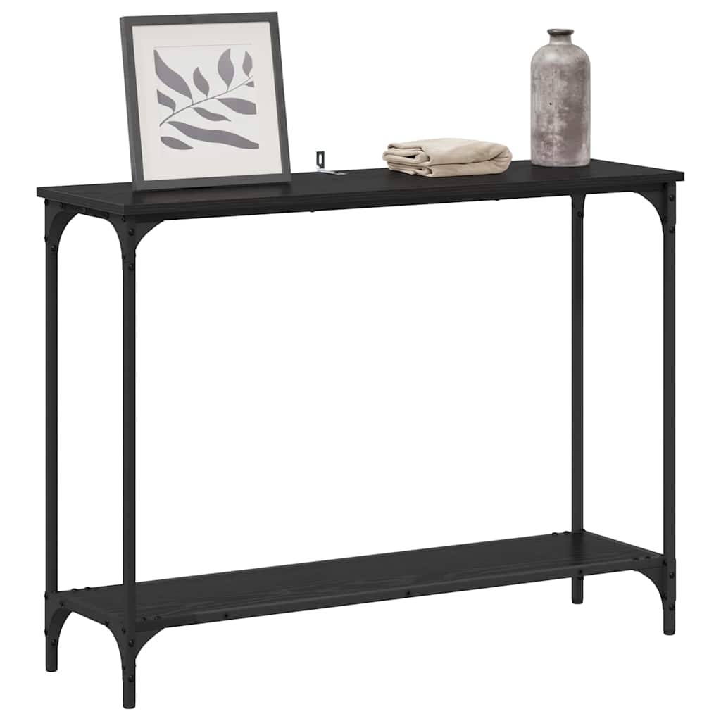 Tavolo consolle con lo scaffale Rovere nero 101 x 30.5 x 75 cm