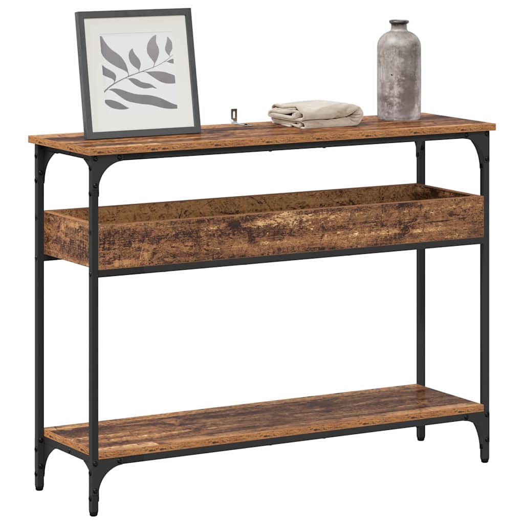Tavolo consolle con lo scaffale Legno vecchio 100 x 29 x 75 cm