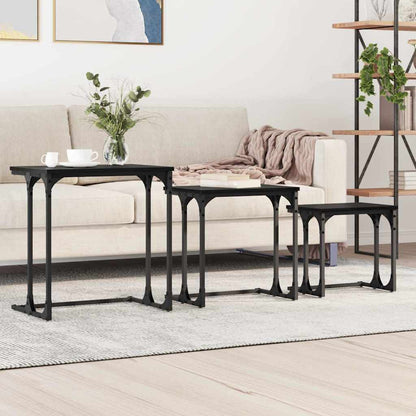 Tavolo da caffÃ¨ nesting 3 pcs Rovere nero Legno multistrato