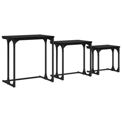Tavolo da caffÃ¨ nesting 3 pcs Rovere nero Legno multistrato