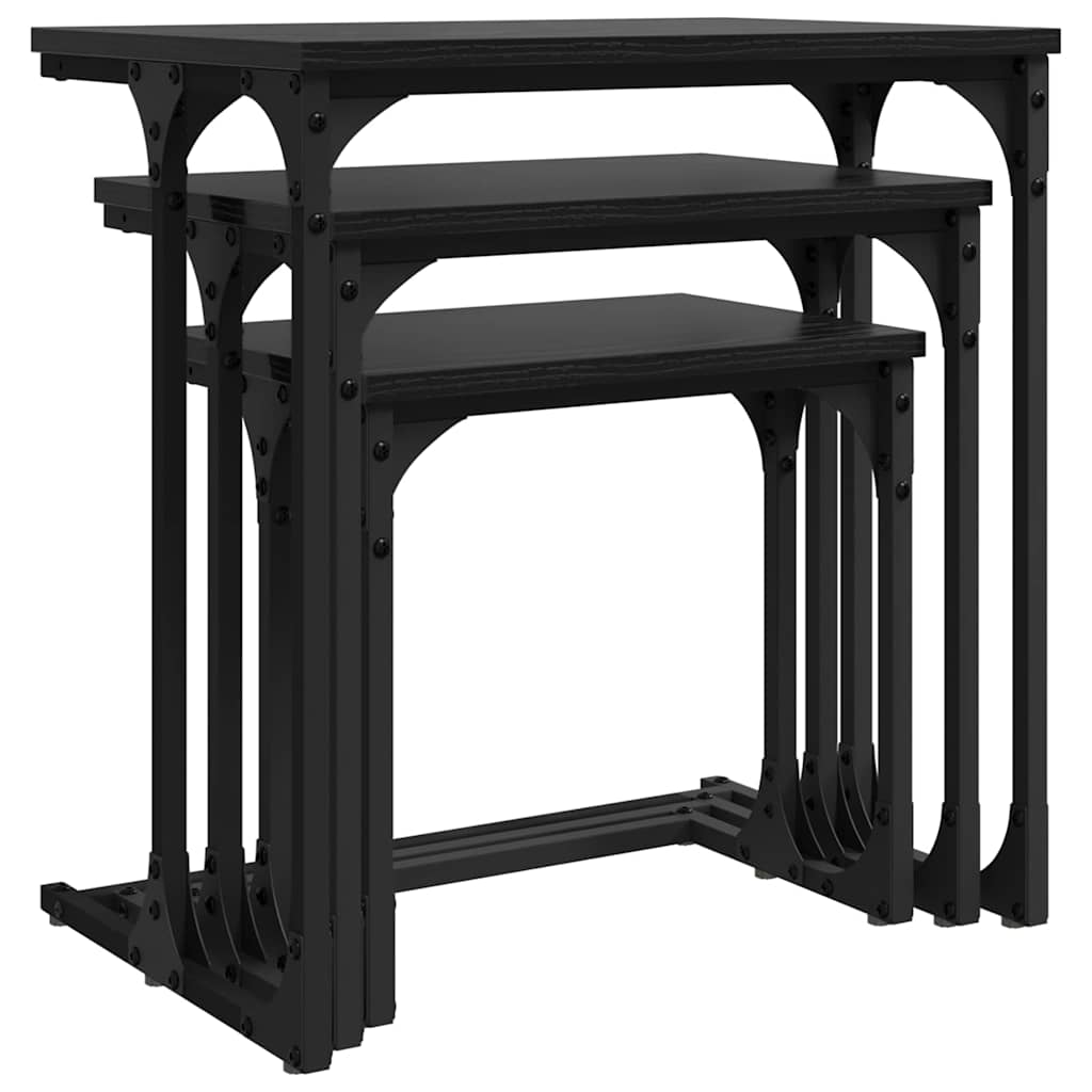 Tavolo da caffÃ¨ nesting 3 pcs Rovere nero Legno multistrato