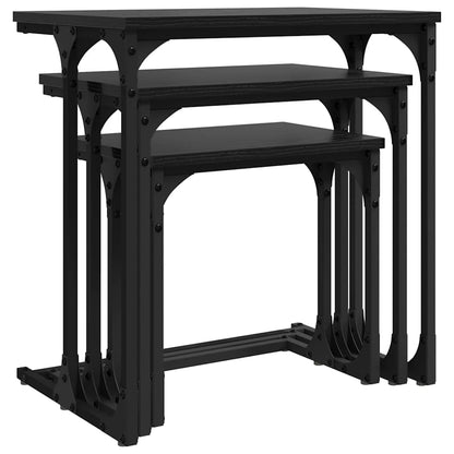 Tavolo da caffÃ¨ nesting 3 pcs Rovere nero Legno multistrato