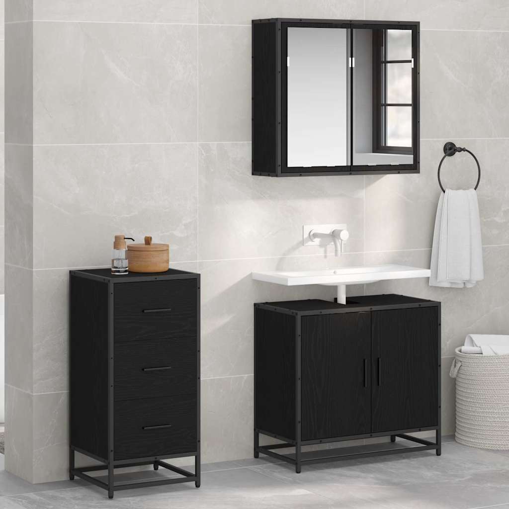 Credenza Rovere Nero 35,5 x 35 x 76 cm