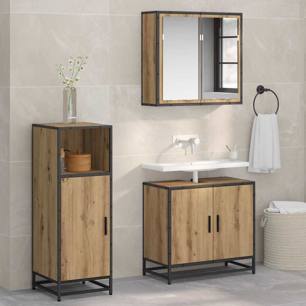 Set di mobili per il bagno con lo scaffale Rovere artigianale