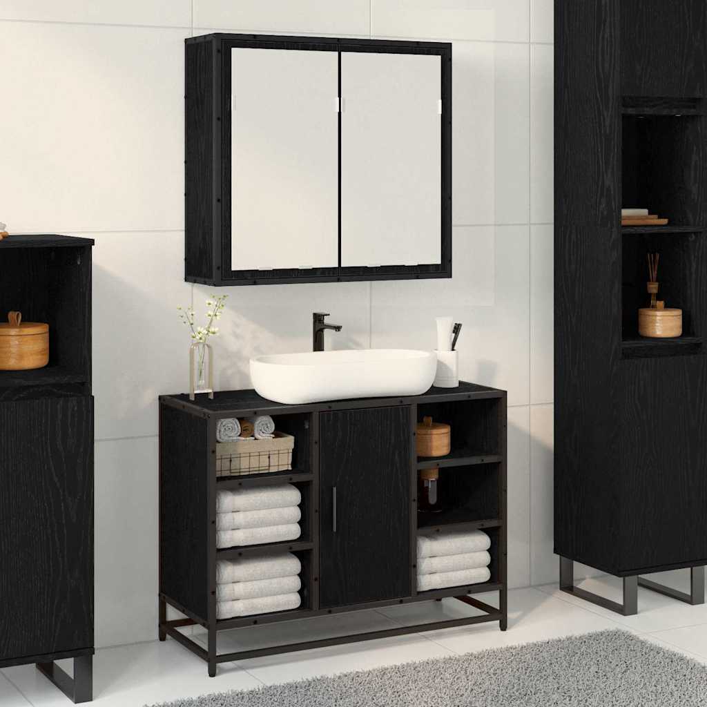 Scaffale da parete con lo scaffale Rovere Nero 65 x 20 x 60 cm