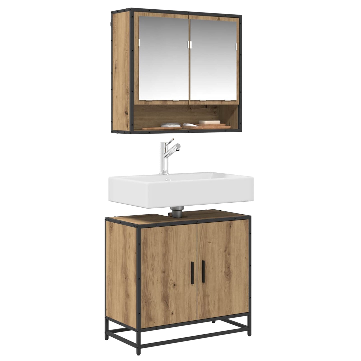 Armadio per Lavabo da Bagno rovere artigianale 65 x 33 x 60 cm