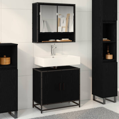 Armadio per Lavabo da Bagno Rovere Nero 65 x 33 x 60 cm
