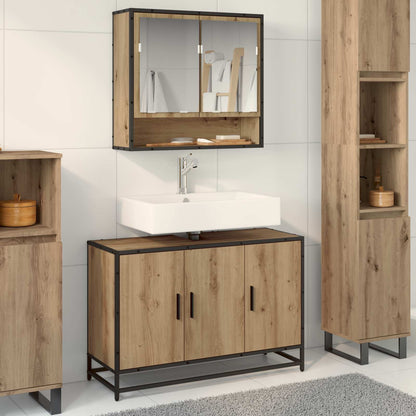 Mobile da Bagno con porta Rovere artigianale 90 x 33 x 60 cm