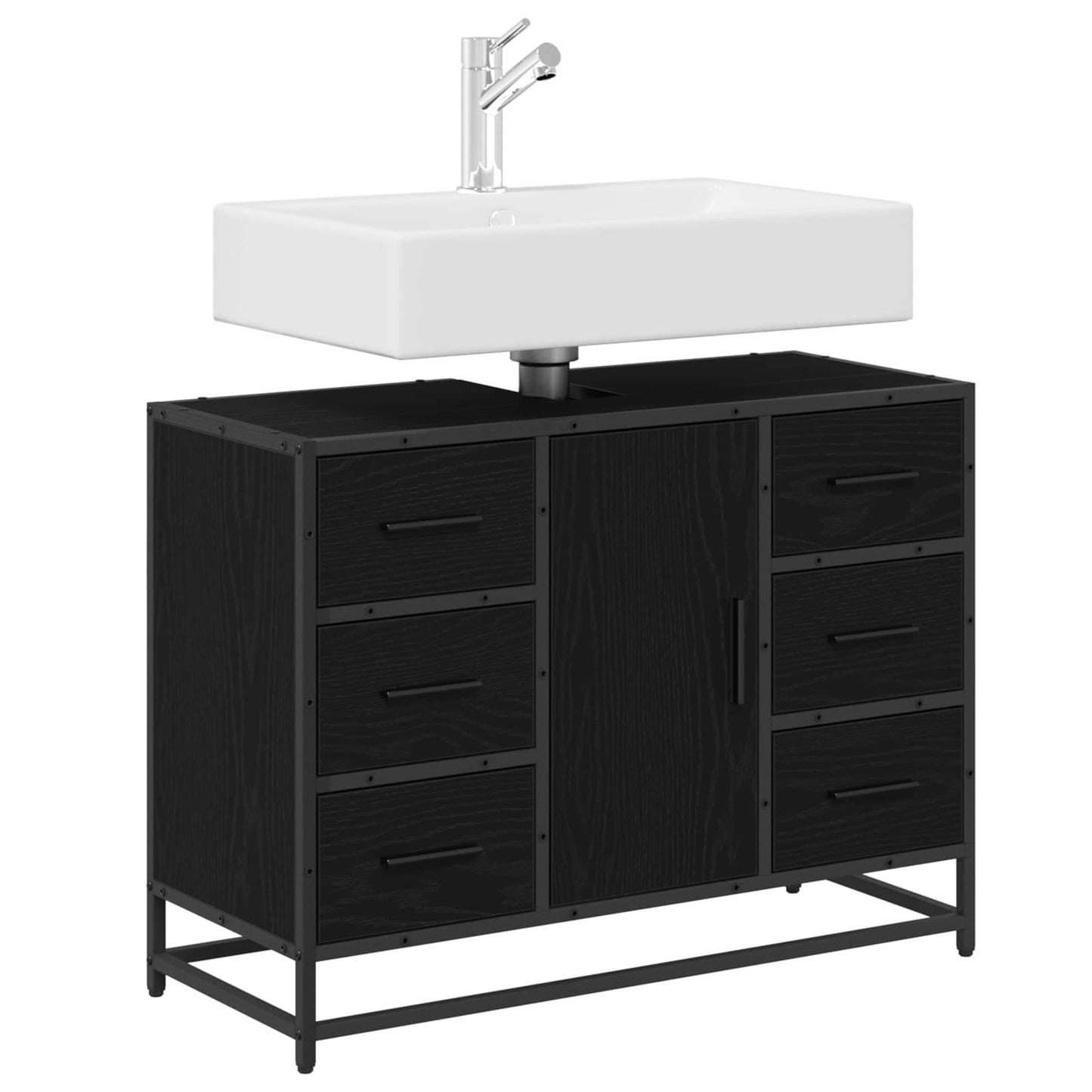 Mobile da Bagno Rovere Nero 80 x 33 x 60 cm Legno multistrato