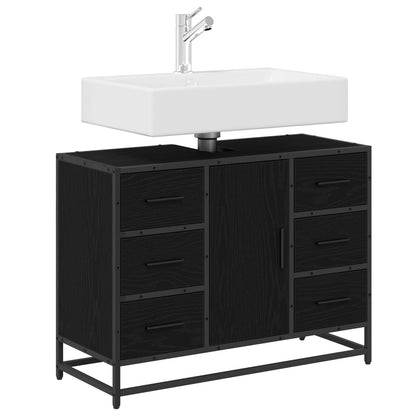 Mobile da Bagno Rovere Nero 80 x 33 x 60 cm Legno multistrato