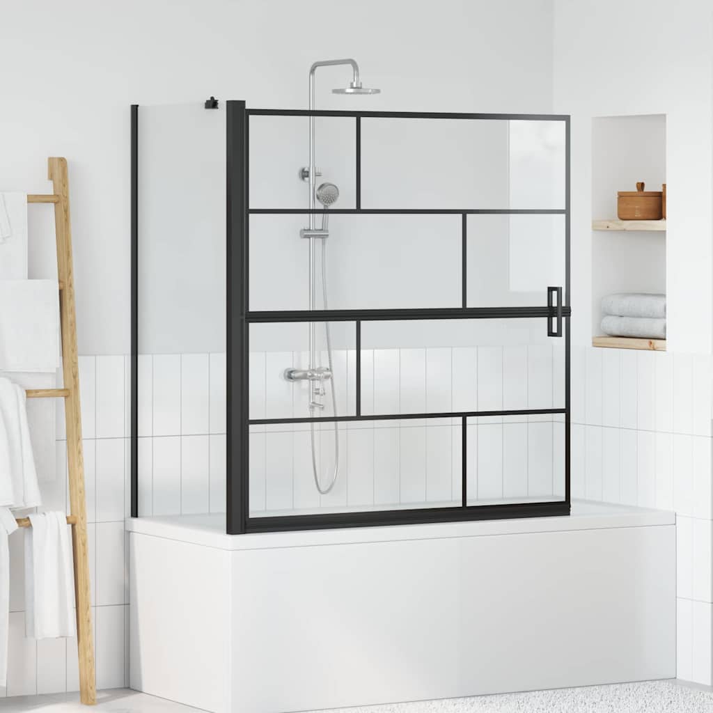 Schermo per Bagno e Doccia Nero e trasparente 116 x 68 x 128 cm