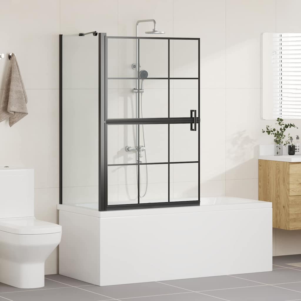 Schermo per Bagno e Doccia Nero e trasparente 116 x 68 x 128 cm