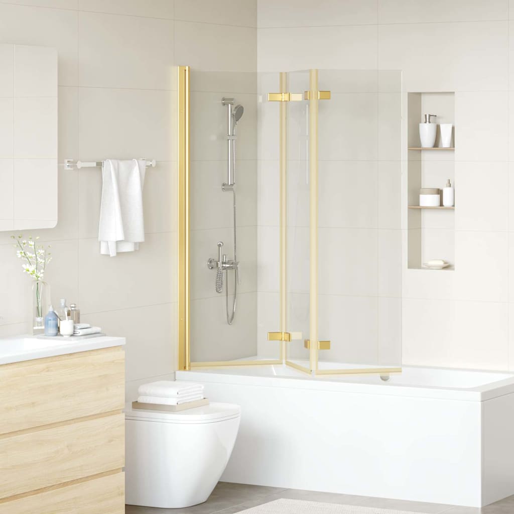 Involucro Doccia Oro 130 x 138 cm Vetro ESG e Alluminio